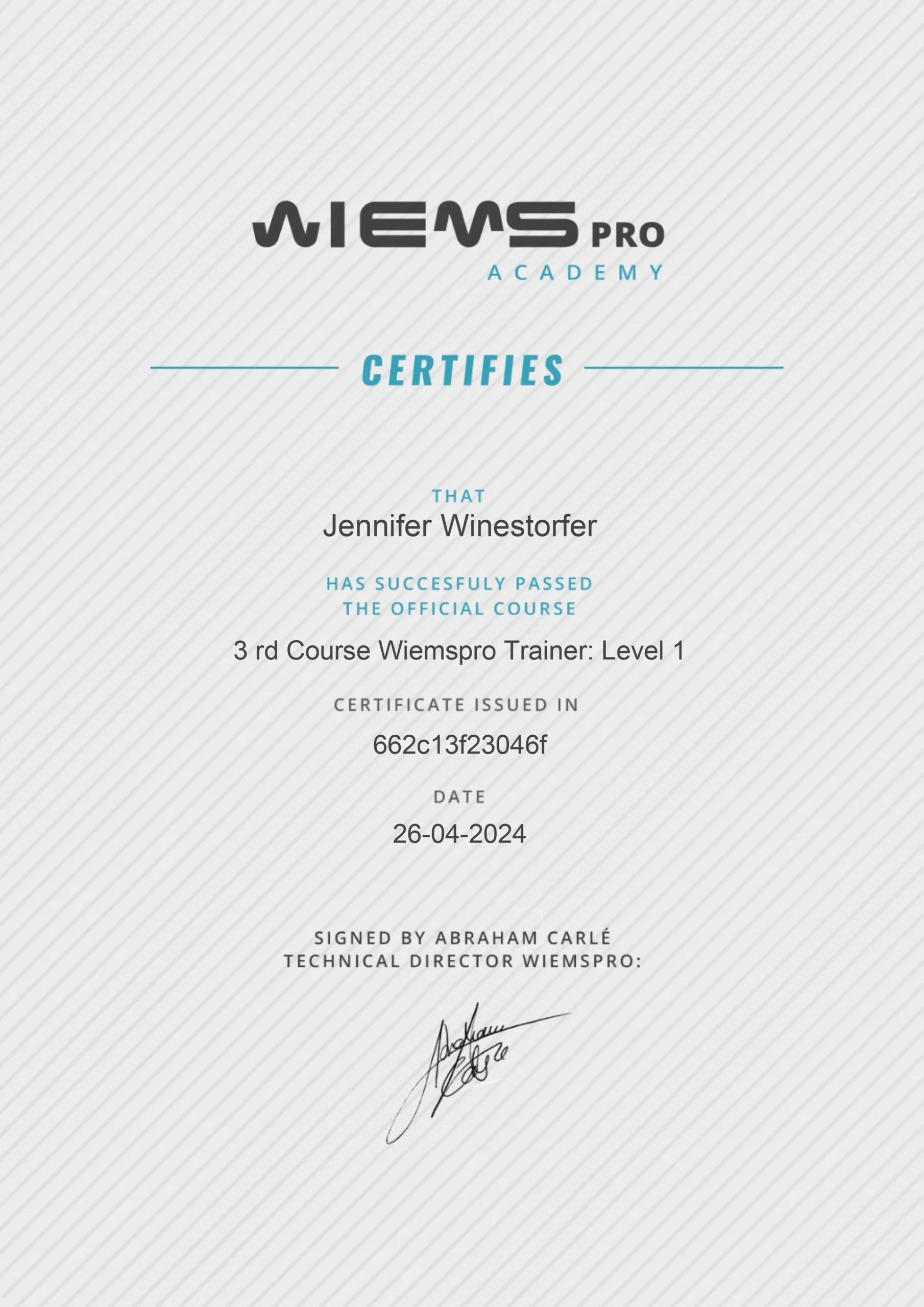 Jennifer-Winestorfer-Wiemspro-Academy-Trainer-Level-1-Certificate-webp